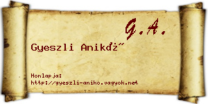 Gyeszli Anikó névjegykártya